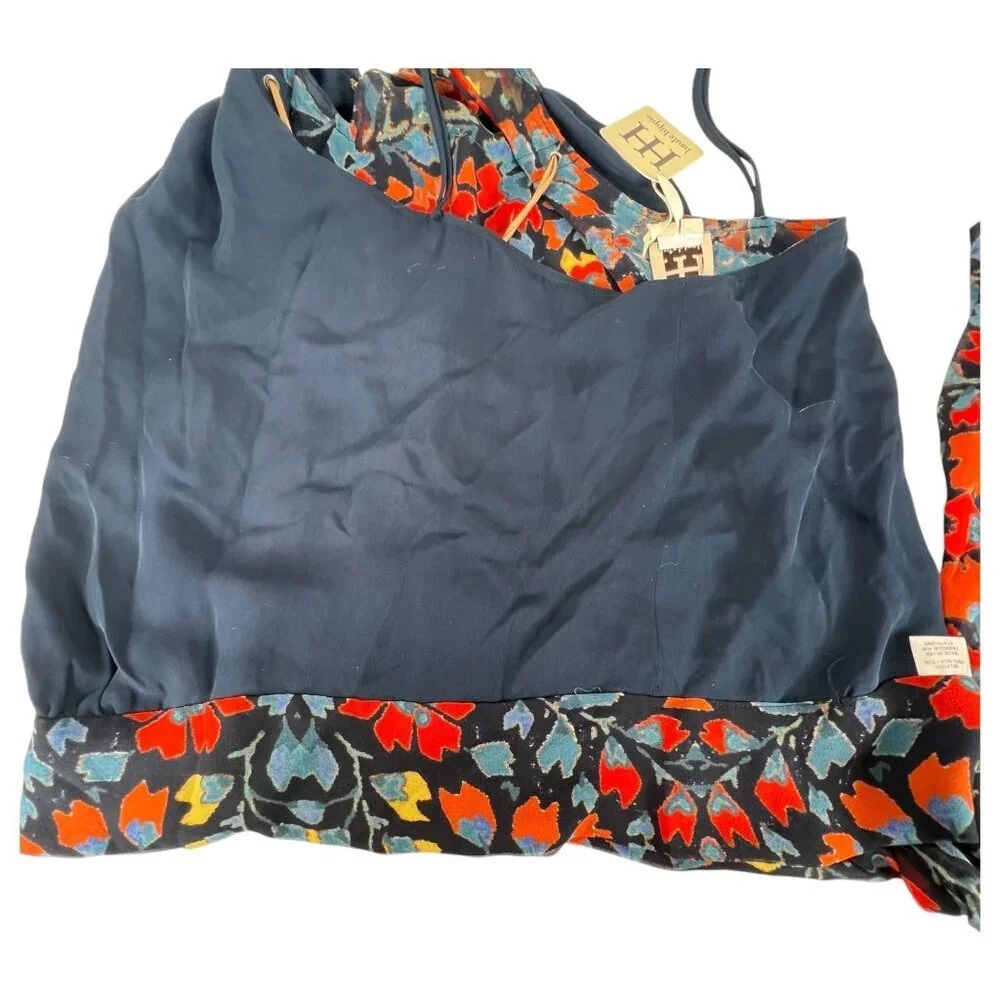 New Haute Hippie Multicolor Floral Halter Top Backless Ties 100% Silk Size Large - Picture 12 of 12